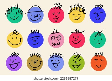 Various Emotions. Different colorful characters. Cartoon style