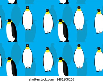 Various Emperor Penguin Standing Cartoon Background Seamless Pattern Wallpaper-01