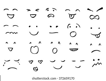 Various Expression Hand Drawing Illustration Stock Vector (Royalty Free ...