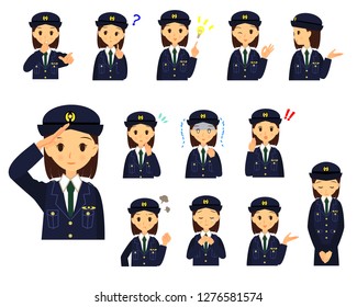 Various expression sets of female police officers 02
