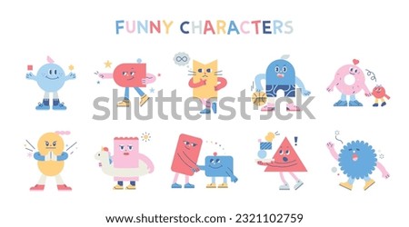 Various expressions and actions of funny figure characters.