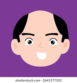various expressions of bald men cartoon illustrations. man's portraits with different emotions and gestures isolated