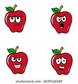 various expressions of cartoon apple faces