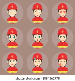 Various Expressions from Cute Female Fire Rescue