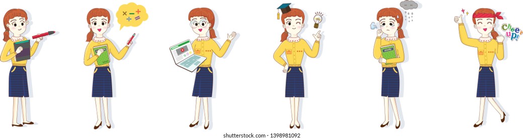 the various expressions and gestures of the teacher
