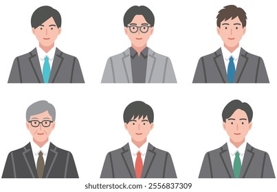 Various expressions of a man in a suit