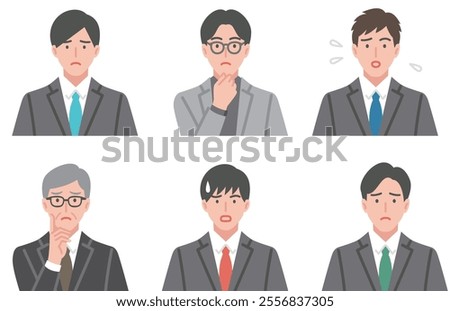 Various expressions of a man in a suit