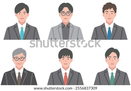 Various expressions of a man in a suit