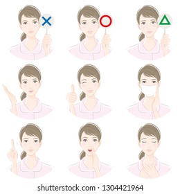 Various expressions of the nurse