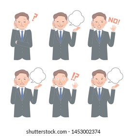 Various expressions of the office worker having a phone