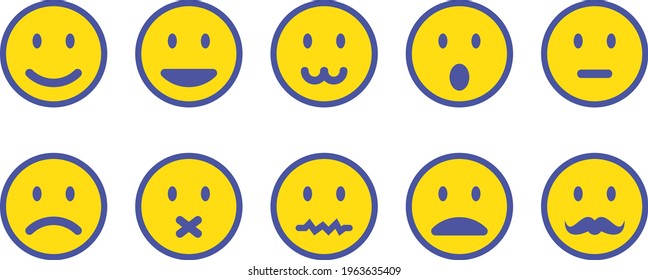 Diversas expresiones emoticonos negativos positivos