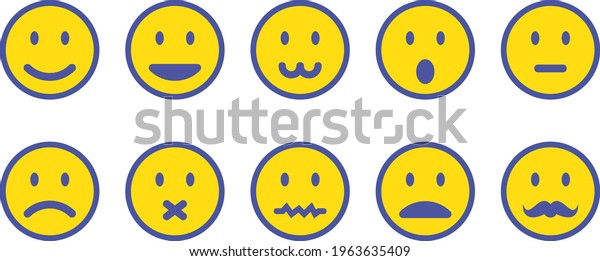 Various Expressions Positive Negative Emoticons Stock Vector (Royalty ...