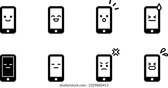 Various expressions of smartphone icons with faces