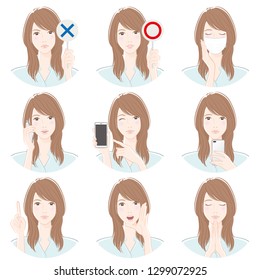 Various expressions of the woman