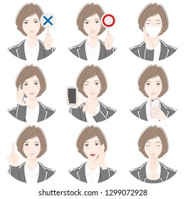 Various expressions of the woman