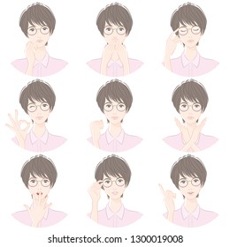 Various expressions of the woman