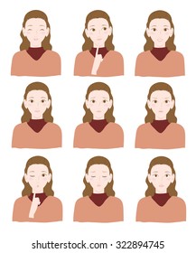 Various expressions of women