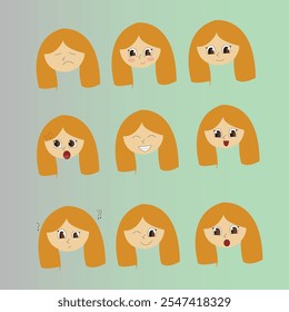 various exspressions of blonde women ilustration