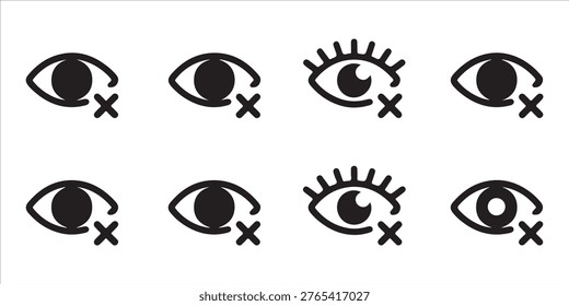 Various eye vision symbols, including open eyes with a crossed-out look indicating hidden or invisible.