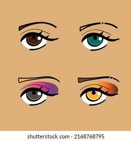 Varios ojos estilo con y sin anteojos, para la belleza de la moda, app, game y el otro