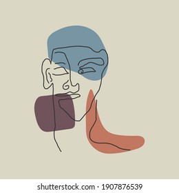 Formas Abstractas de varios rostros. Estilo de pintura con tinta. Retrato contemporáneo ilustraciones de vectores dibujados a mano. línea de arte