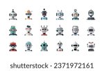 various faces of humanoid robots headshot in frontview
