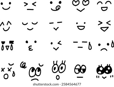 Various facial expression icon set. Simple and expressive emotion icons.