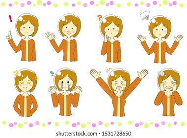 Various facial expression illustration summary of women