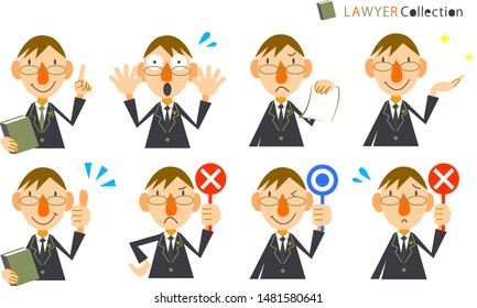 various facial expression of lawyer