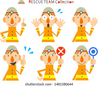 various facial expression for rescue worker