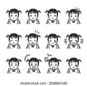 Various facial expressions of baby girls