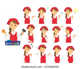 Various facial expressions of cashier staff 02