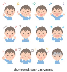 Various facial expressions for children (upper body) Boys