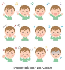 Various facial expressions for children (upper body) Boys