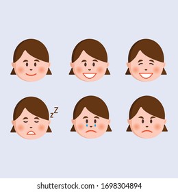 Various facial expressions of girl.