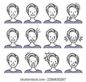 Various facial expressions of grandma