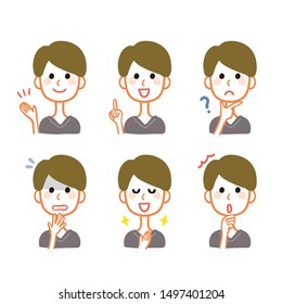 Various facial expressions of men