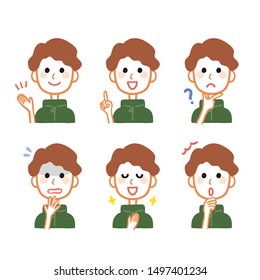 Various facial expressions of men