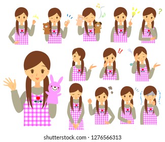 Various facial expressions of nursery teachers 02