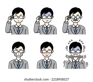 Various facial expressions set of businessman.