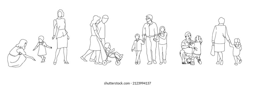 Various families with little children.