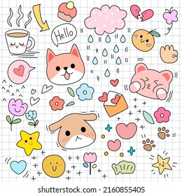 conjunto lindo para la pegatina , postal , invitación . ilustración vectorial para elementos de niños