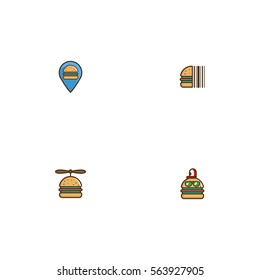 Various Fastfood And Burger Character Logo Vector Element Set