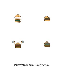 Various Fastfood And Burger Character Logo Vector Element Set