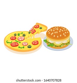 Various fastfood icon. Isometric illustration of various fastfood vector icon for web