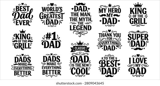 Various Father's Day messages and quotes in different fonts.