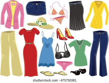 Various female clothing.