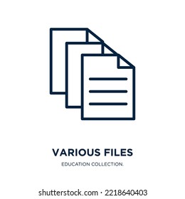 various files icon from education collection. Thin linear various files, mail, collection outline icon isolated on white background. Line vector various files sign, symbol for web and mobile