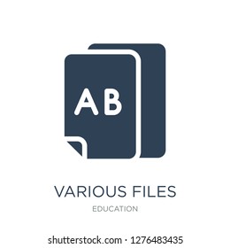 various files icon vector on white background, various files trendy filled icons from Education collection, various files vector illustration