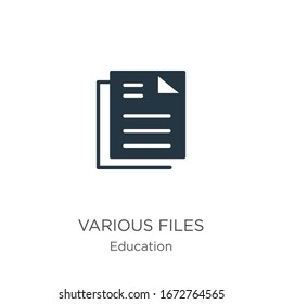 Vector de iconos de varios archivos. Icono de varios archivos planos de moda de la colección de educación aislado en fondo blanco. La ilustración vectorial se puede utilizar para diseño gráfico web y móvil, logotipo, eps10